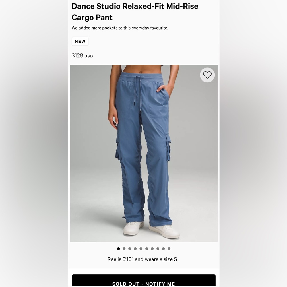 Lululemon XS Dance Studio Cargo Pant